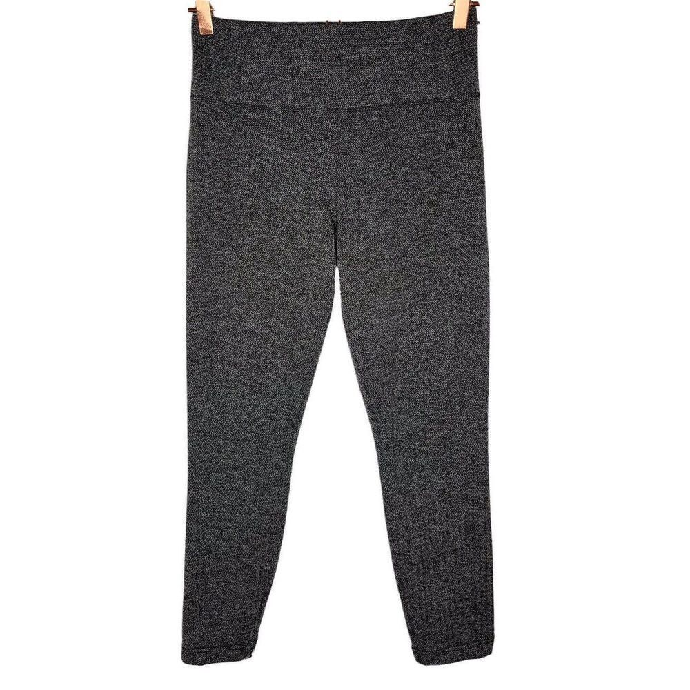 Athleta Womens Small Delancey Black Herringbone High Rise Tight In Black Pocket